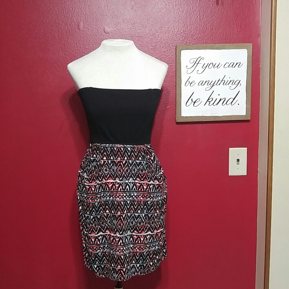 Strapless Aztec dress